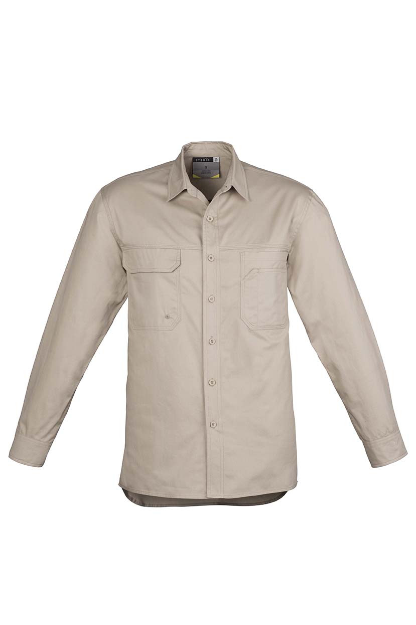 ZW121 Syzmik Light Weight Tradie LS Shirt Sand F