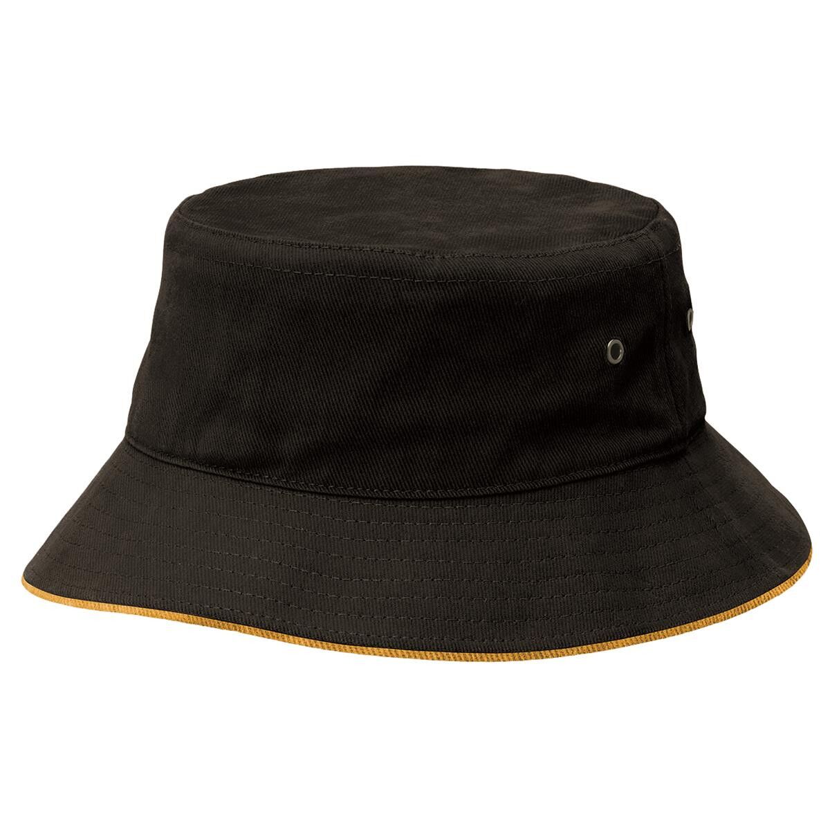4007 Sandwich Brim Bucket Hat Black Gold