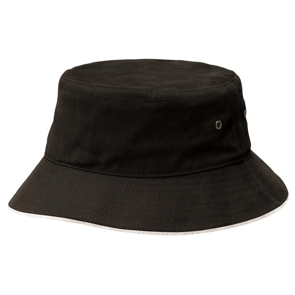 4007 Sandwich Brim Bucket Hat Black White