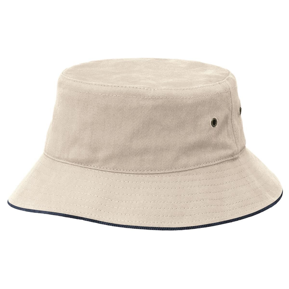 4007 Sandwich Brim Bucket Hat Natural Navy