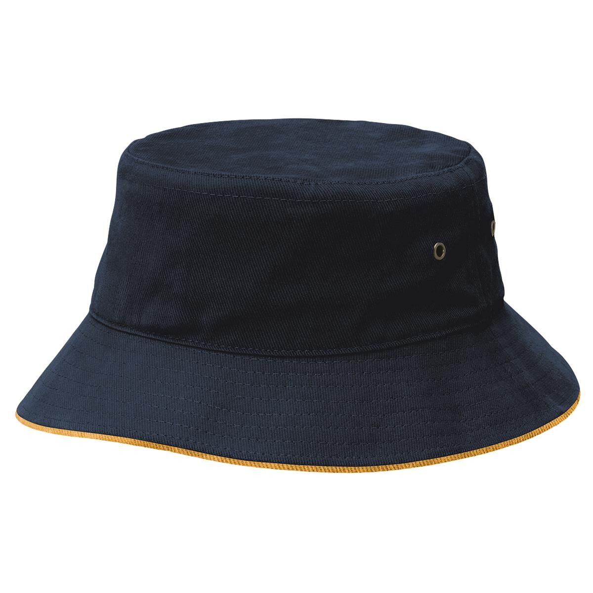 4007 Sandwich Brim Bucket Hat Navy Gold