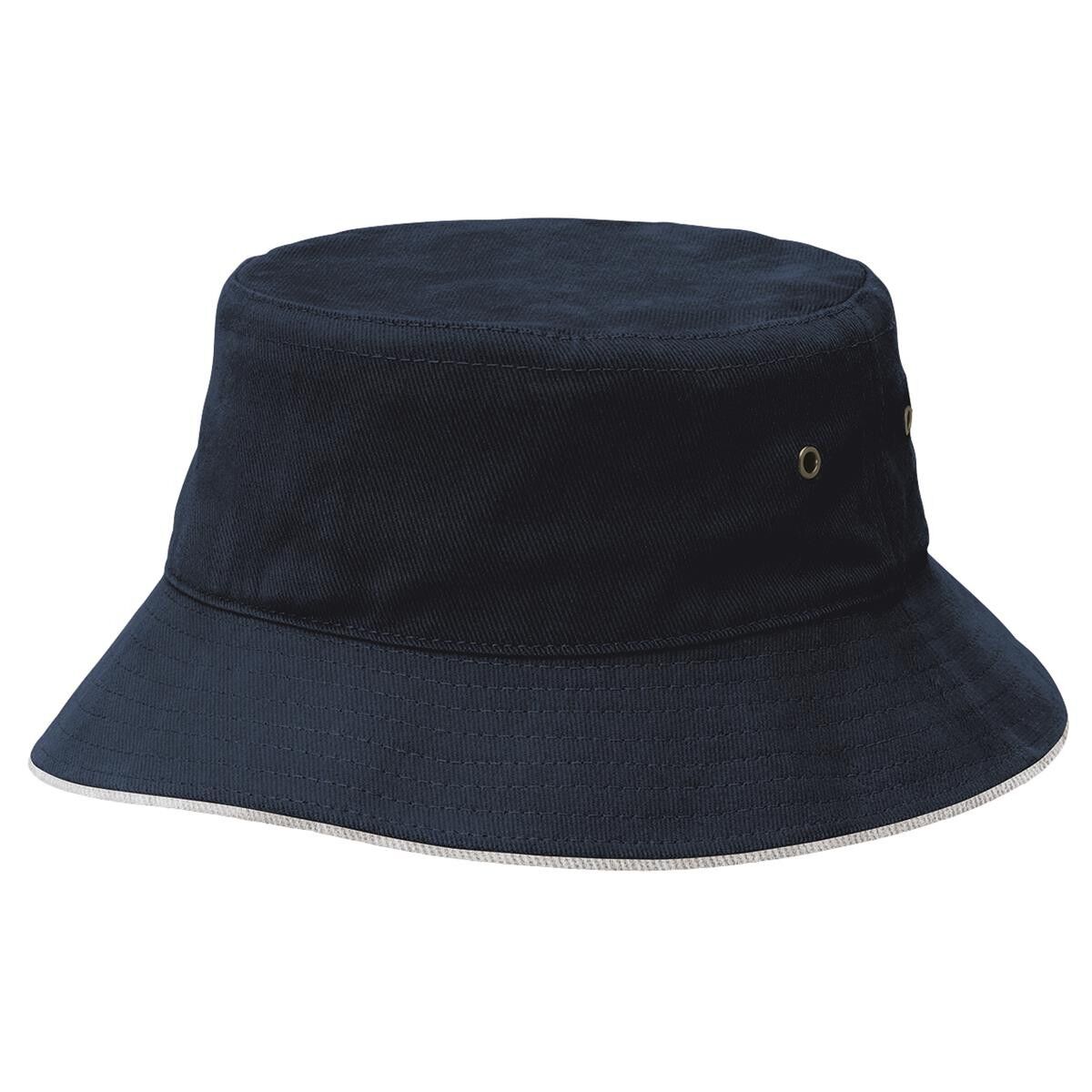 4007 Sandwich Brim Bucket Hat Navy White