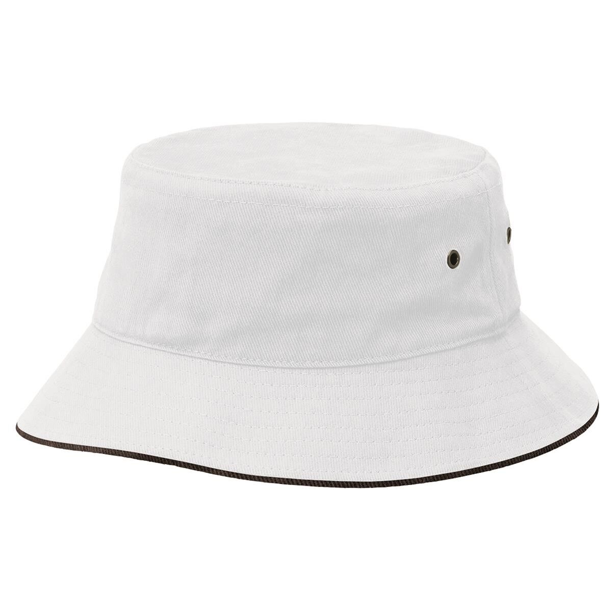 4007 Sandwich Brim Bucket Hat White Black