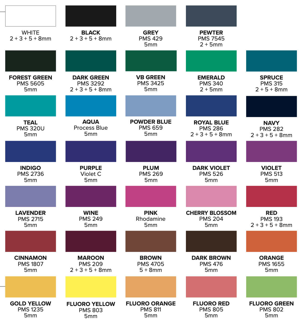 Neoprene Colours