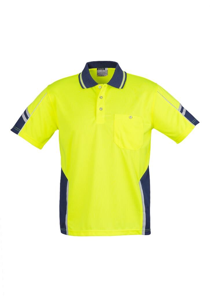 p 4656 zh237 Hivis squad polo yellow navy
