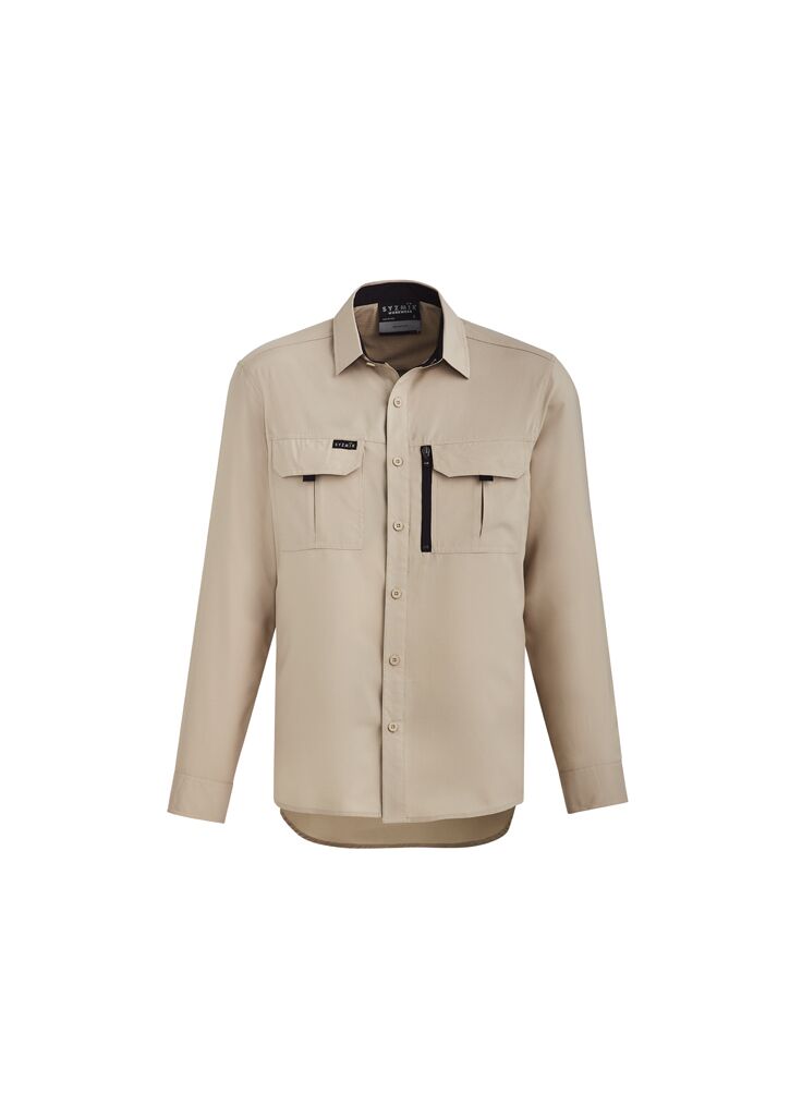 ZW460 Syzmik Mens Outdoor LS Shirt Sand Front