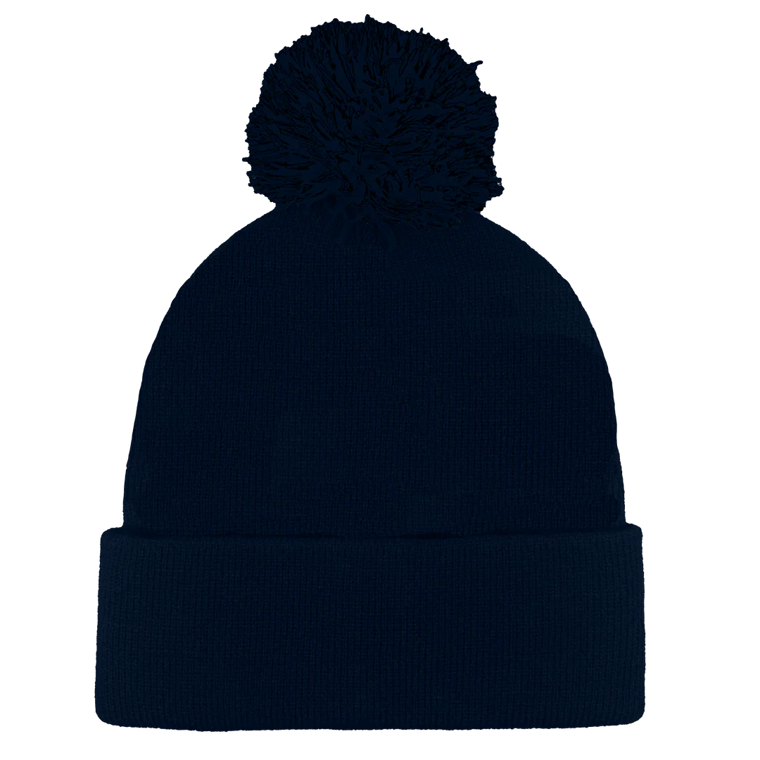 B1900 Headwear24 Cuffed Knitted Pom Pom Beanie navy