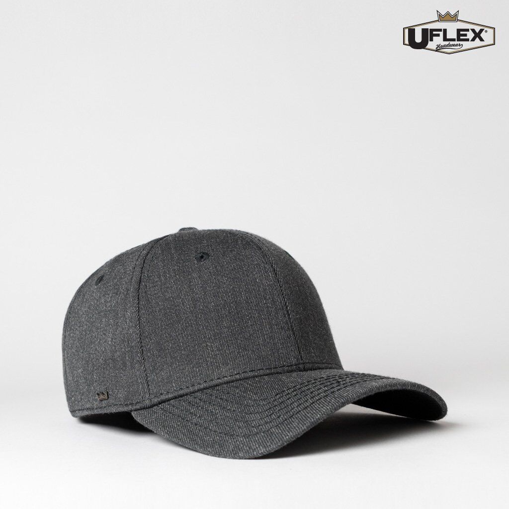 UFLEX Adults Pro Style 6 Panel Fitted Charcoal Melange Front