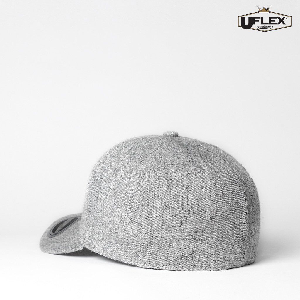 UFLEX Adults Pro Style 6 Panel Fitted Grey Melange Back