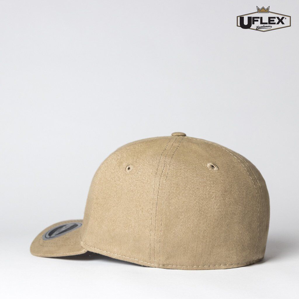 UFLEX Adults Pro Style 6 Panel Fitted Khaki Back