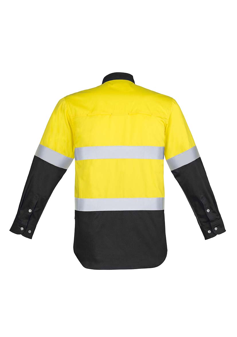 ZW123 Hi Vis Spliced Industrial Shirt Hoop Taped YellowBlack B