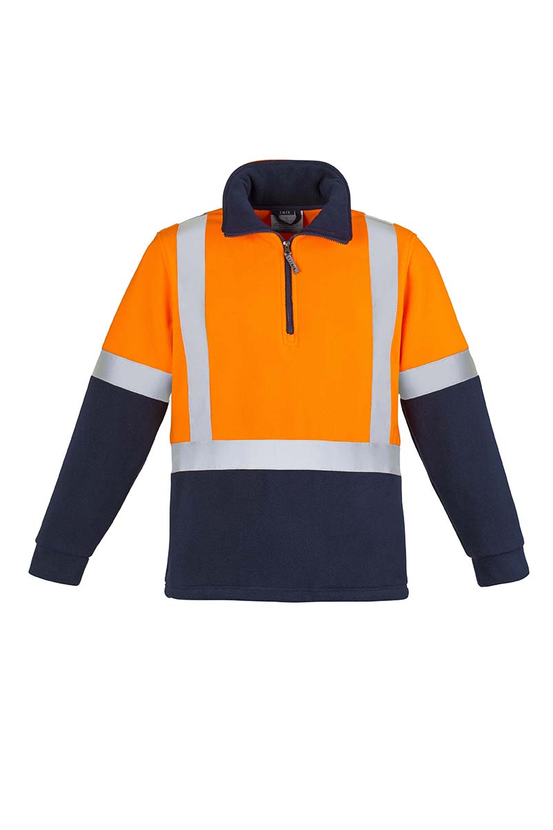 ZT462 Syzmik Mens Hi Vis Fleece Jumper Shoulder Taped OrangeNavy F