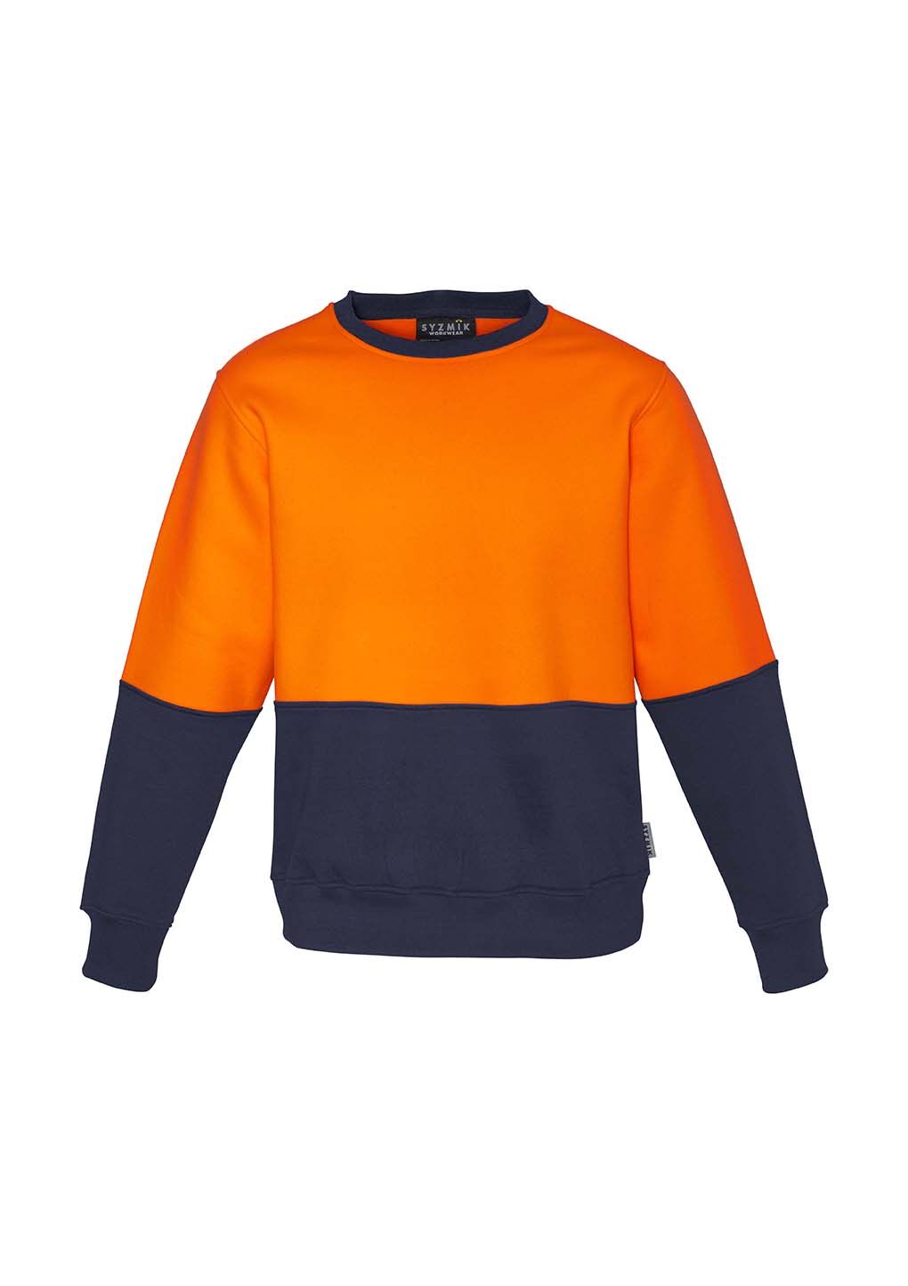 ZT475 Syzmik Unisex Hi Vis Crew Sweatshirt OrangeNavy F