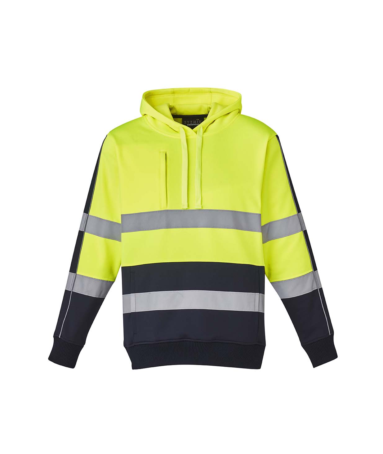 ZT483 Syzmik Unisex Hi Vis Stretch Taped Hoodie YellowNavy F