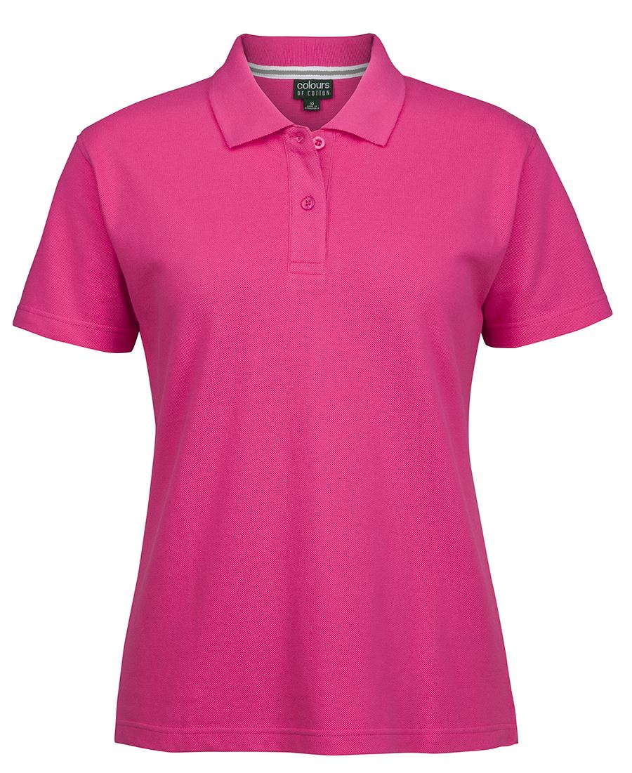 S2MP1  C of C Pique Polo Ladies Hot Pink