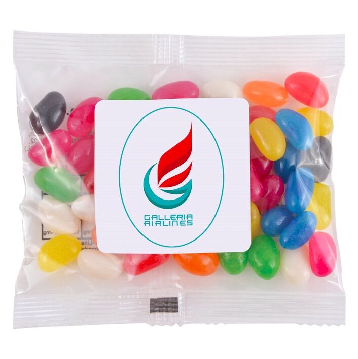 Assorted Colour Mini Jelly Beans in 50 Gram Cello Bag 1 Assorted Colour Mini Jelly Beans in 50 Gram Cello Bag