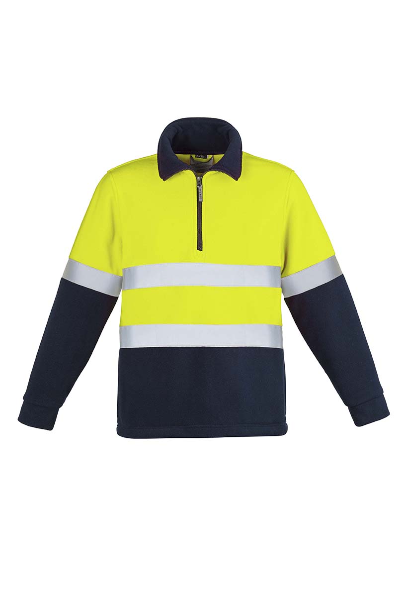 ZT461 Syzmik Mens Hi Vis Fleece Jumper Hoop Taped YellowNavy F