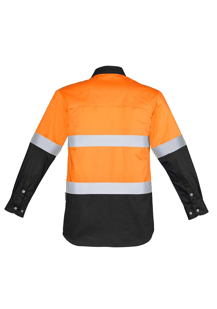 Syzmik Hi Vis Spliced Industrial Shirt Hoop Taped 12 ZW123 Hi Vis Spliced Industrial Shirt Hoop Taped OrangeBlack B