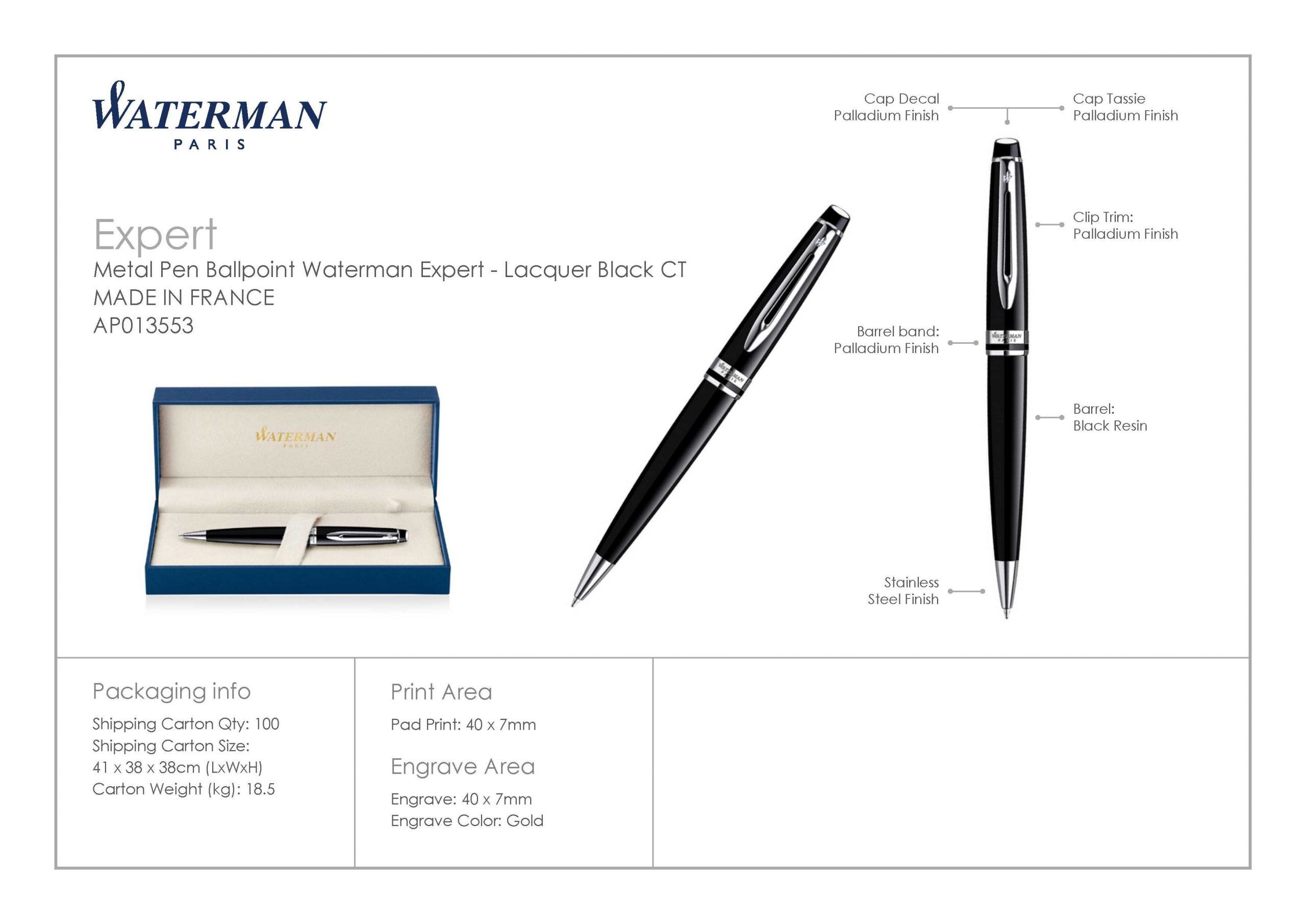 Waterman Expert Ballpoint Pen - Lacquer Black 2 Waterman Expert Ballpoint Pen Lacquer Black CT 4 scaled