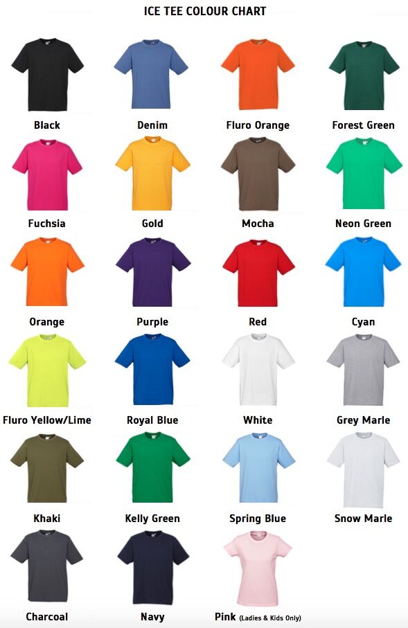 Ice Tee Colour Chart