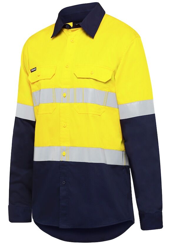 KingGee Vented Spliced Drill L/S Shirt with Tape - Image 3