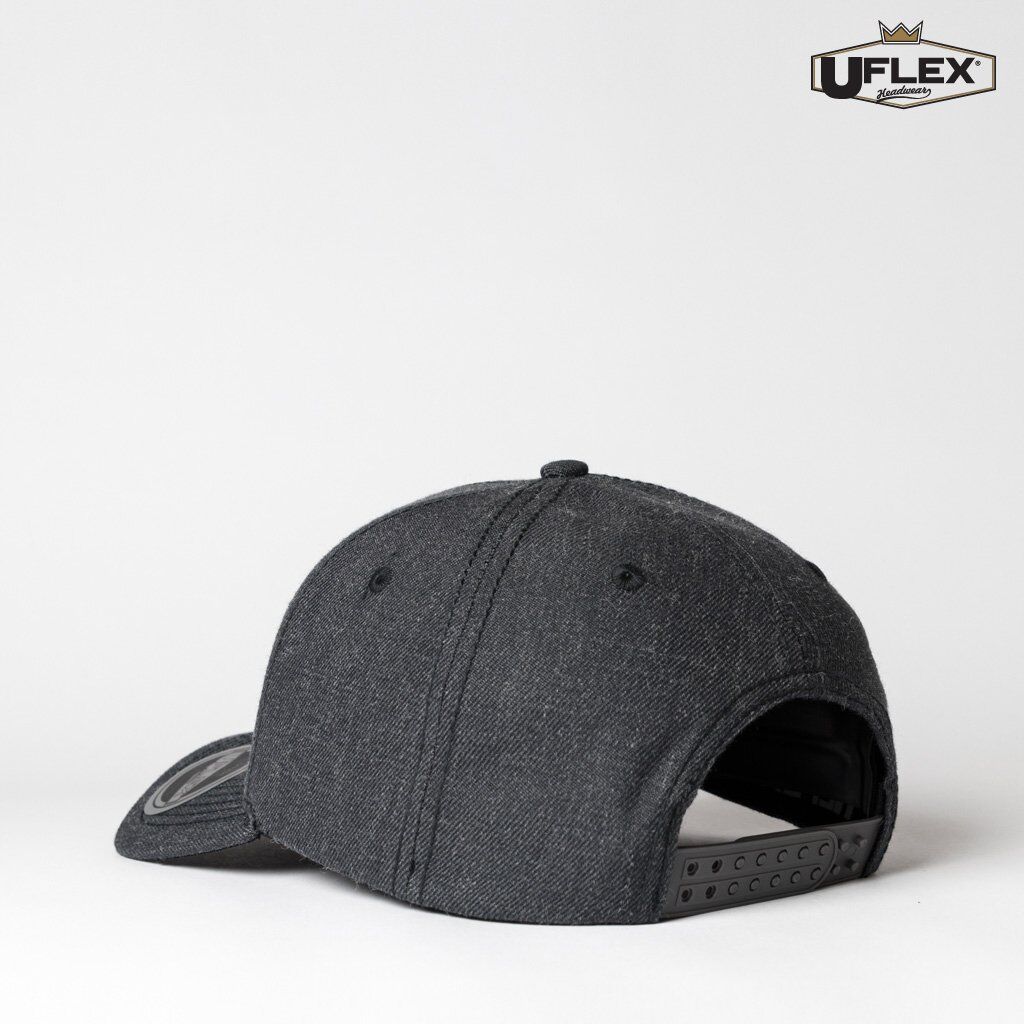 U15608 UFlex Adults Pro Style 6 Panel Snapback charcoal melange back