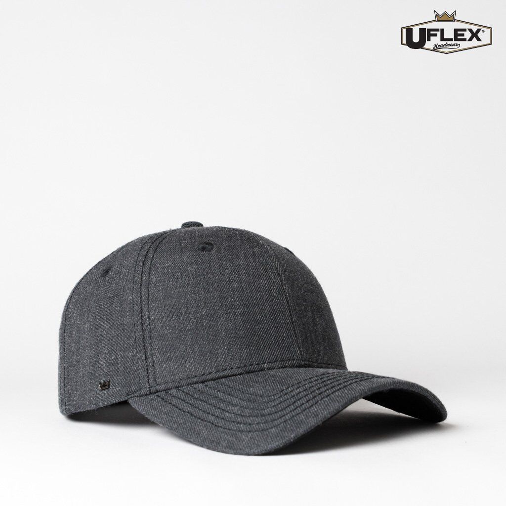 U15608 UFlex Adults Pro Style 6 Panel Snapback charcoal melange front