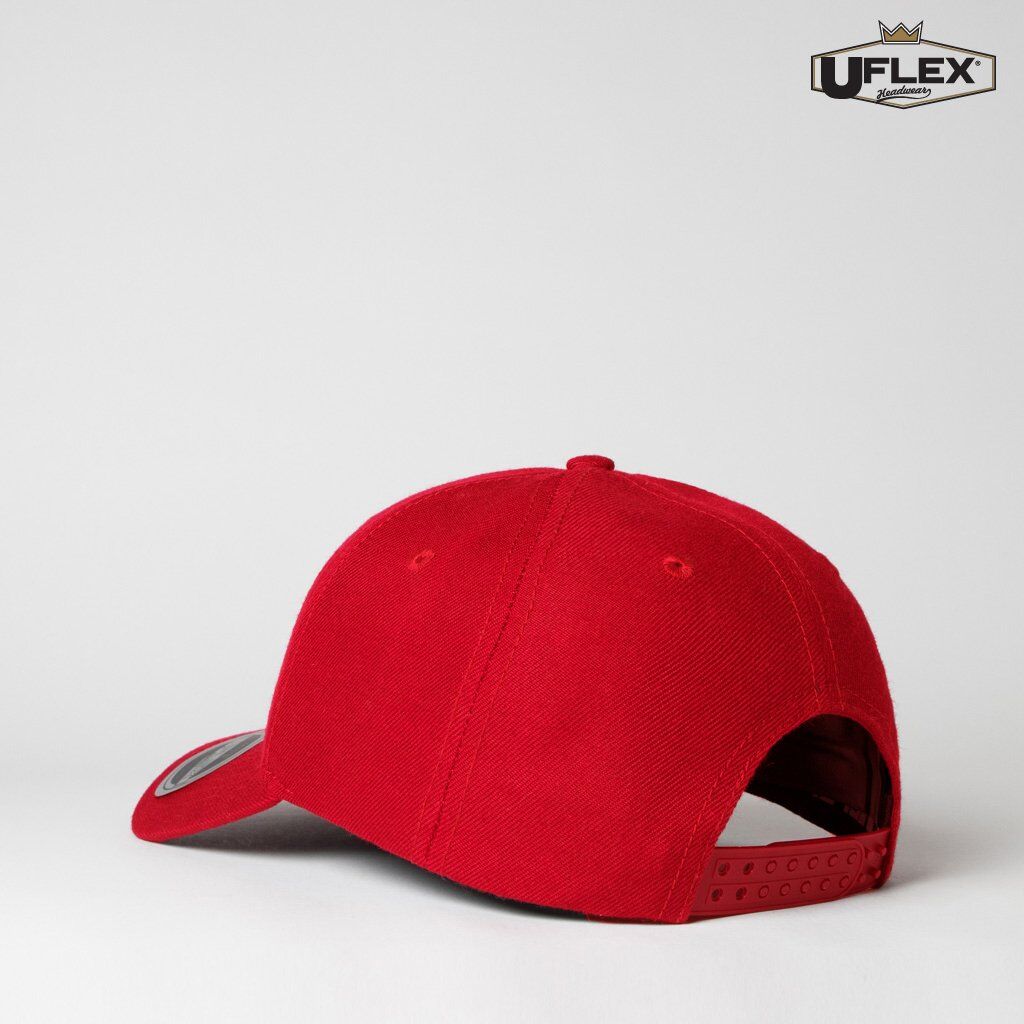 U15608 UFlex Adults Pro Style 6 Panel Snapback red back