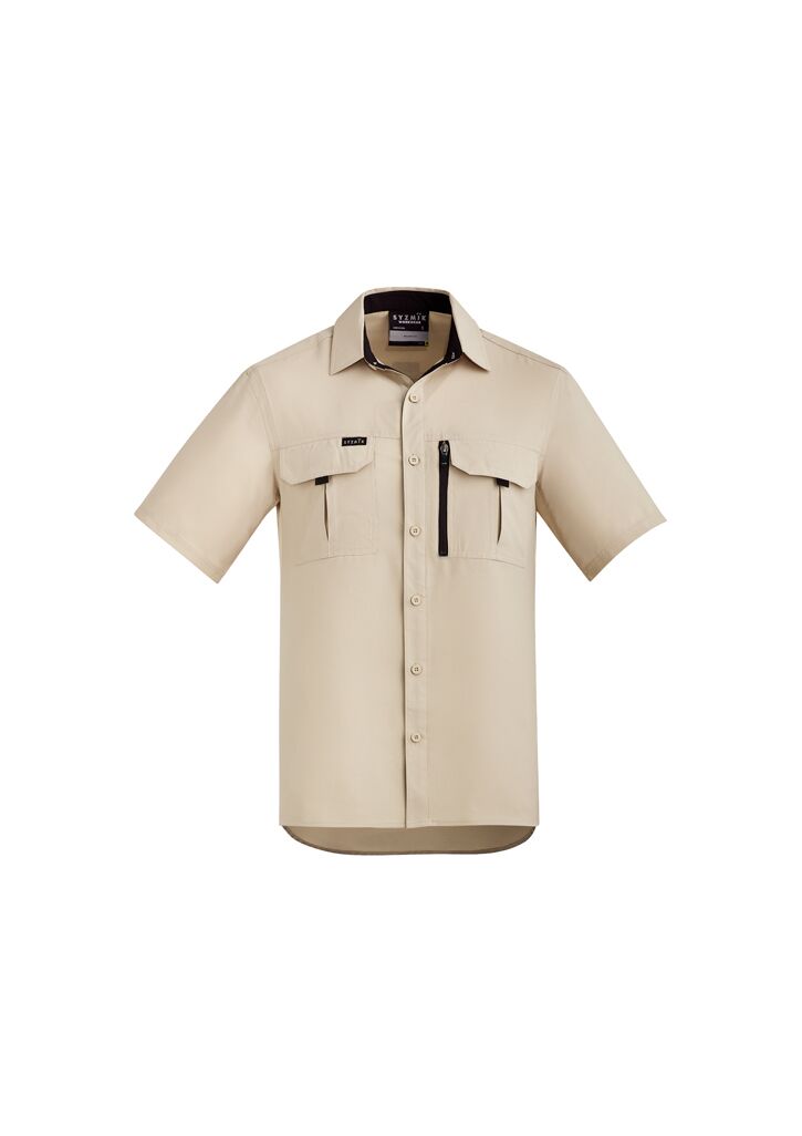 ZW465 Syzmik Mens Outdoor SS Shirt Sand Front