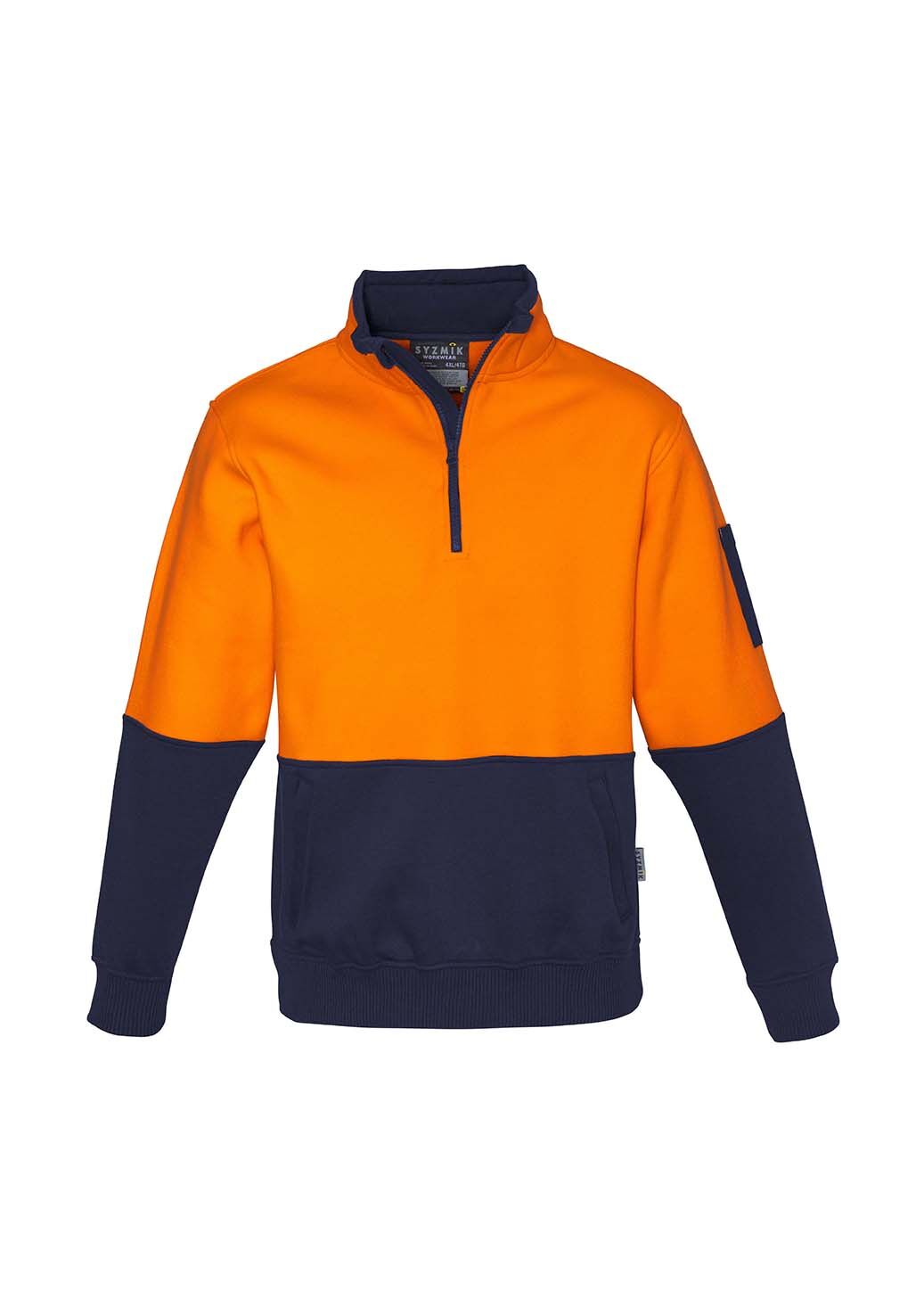 ZT476 Syzmik Unisex Hi Vis Half Zip Pullover OrangeNavy F