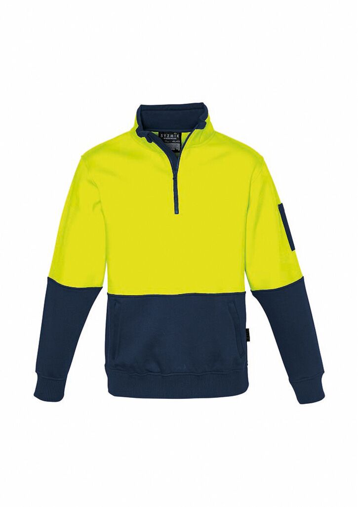 ZT476 Syzmik Unisex Hi Vis Half Zip Pullover YellowNavy F