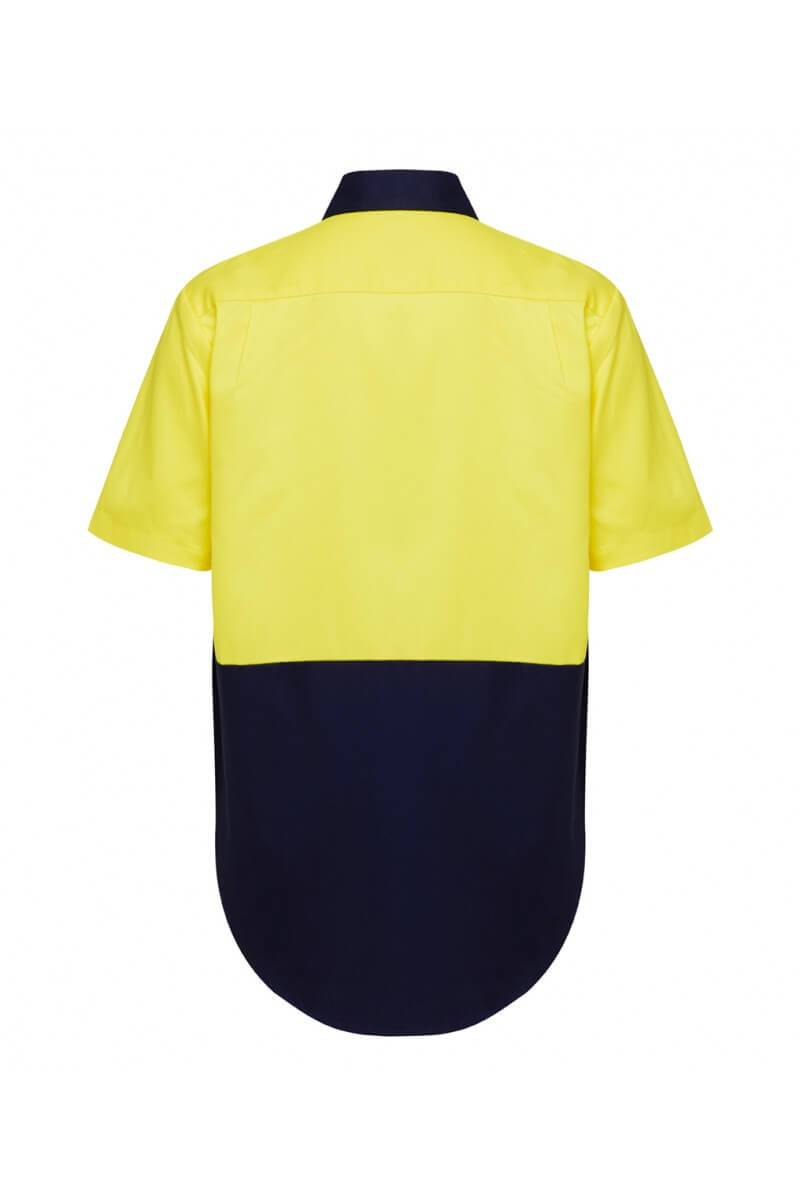 Y04620 Hard Yakka Lightweight Drill 2 Tone Ventilated SS Shirt Yellow Navy Back