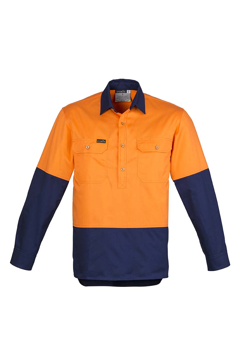 ZW560 Syzmik Hi Vis Closed Front Shirt OrangeNavy F