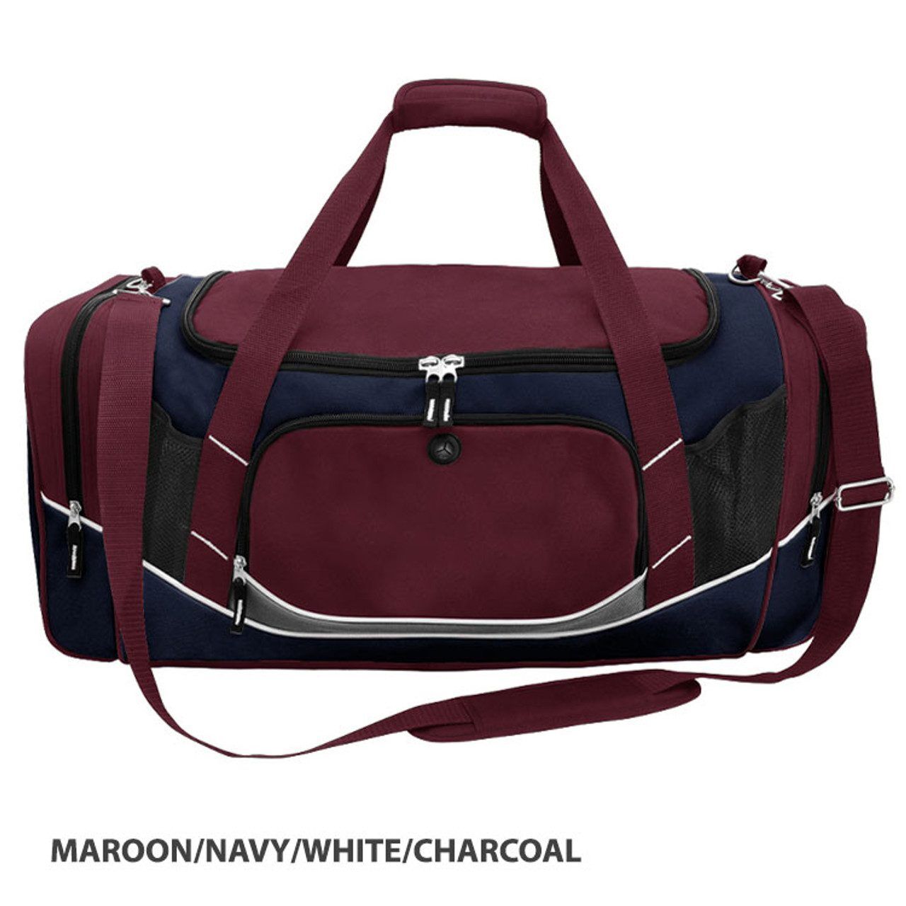 G1345 Atlantis Sports Bag Maroon Navy White Charcoal